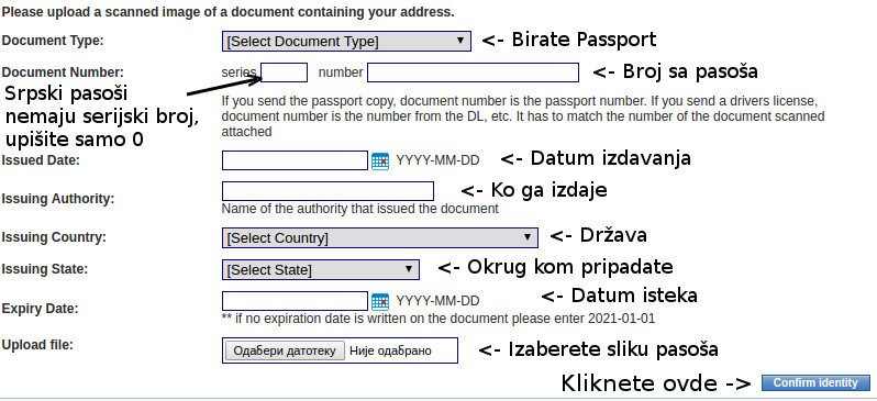 potvrda identiteta pasošem paxum